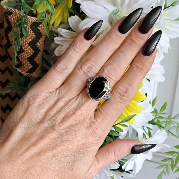 Elite Shungite & Sleeping Beauty Turquoise Ring. - Picture 1 of 10
